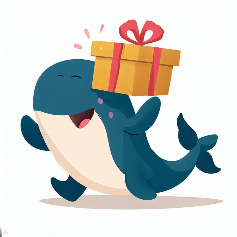 whale carrying a gift