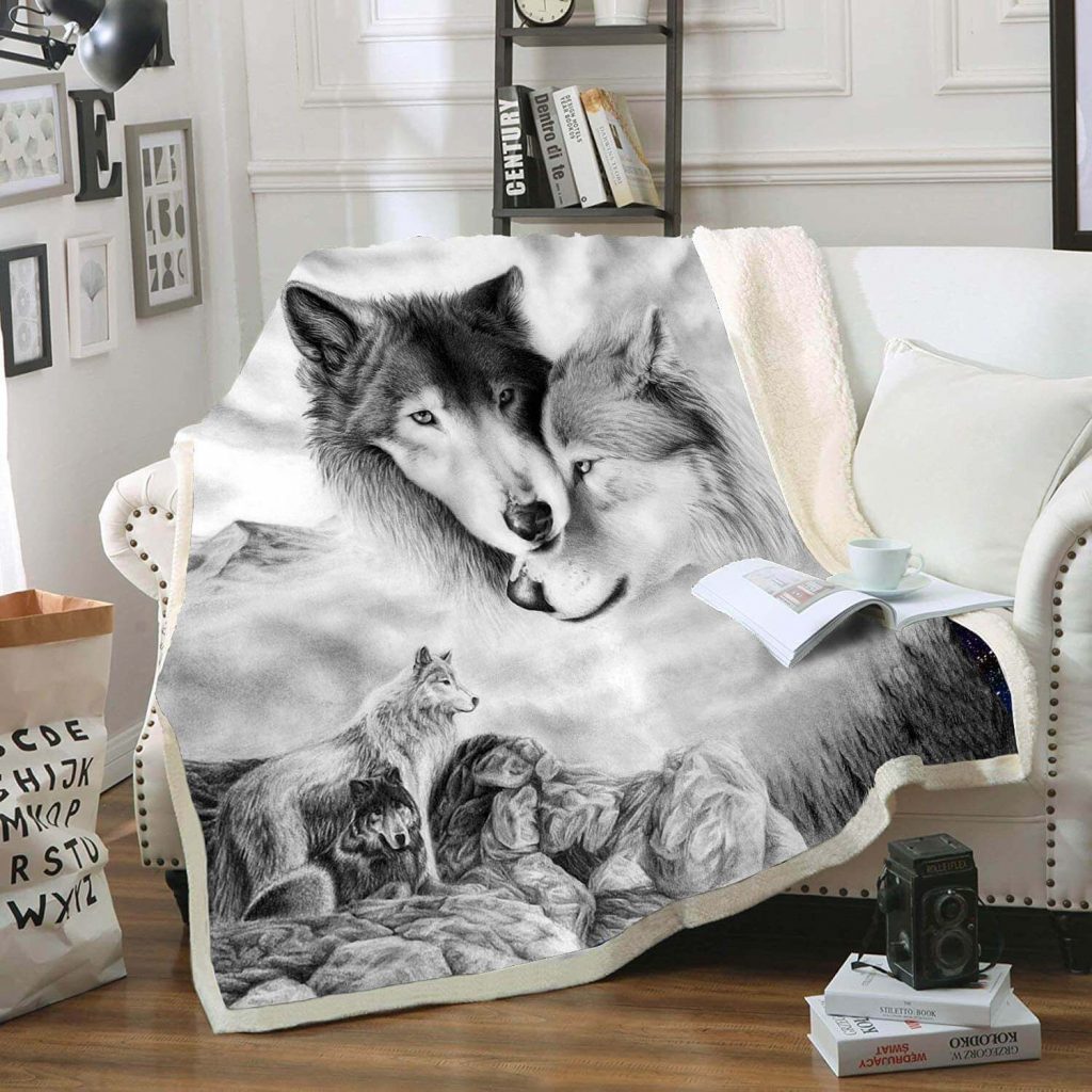 gray wolf blanket