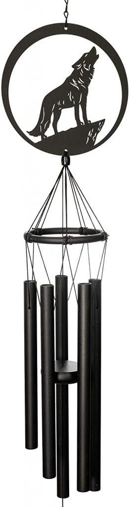 black wolf wind chime for porch or garden