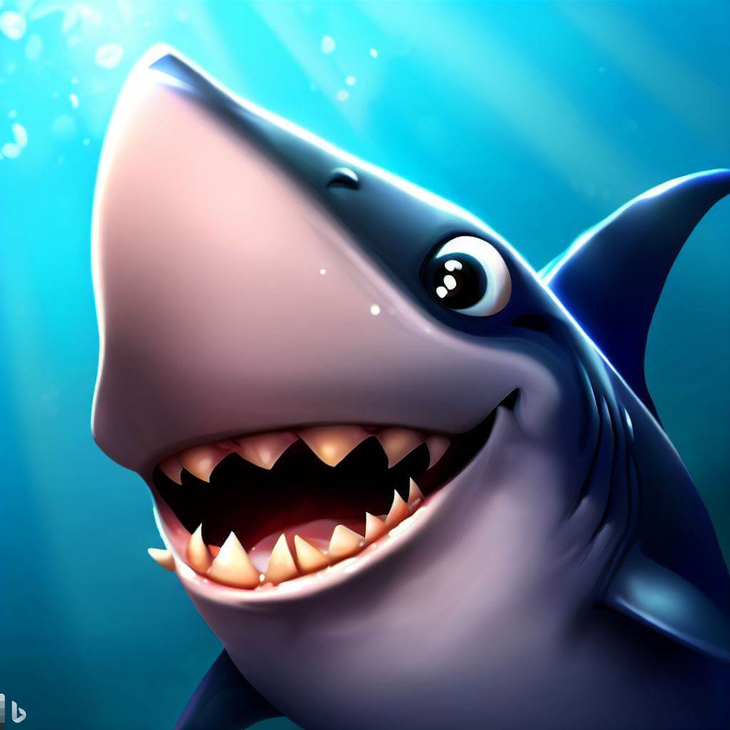 happy looking shark under water